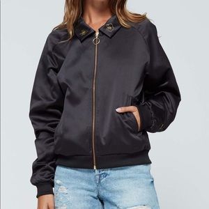 PUMA x careaux black satin floral bomber jacket